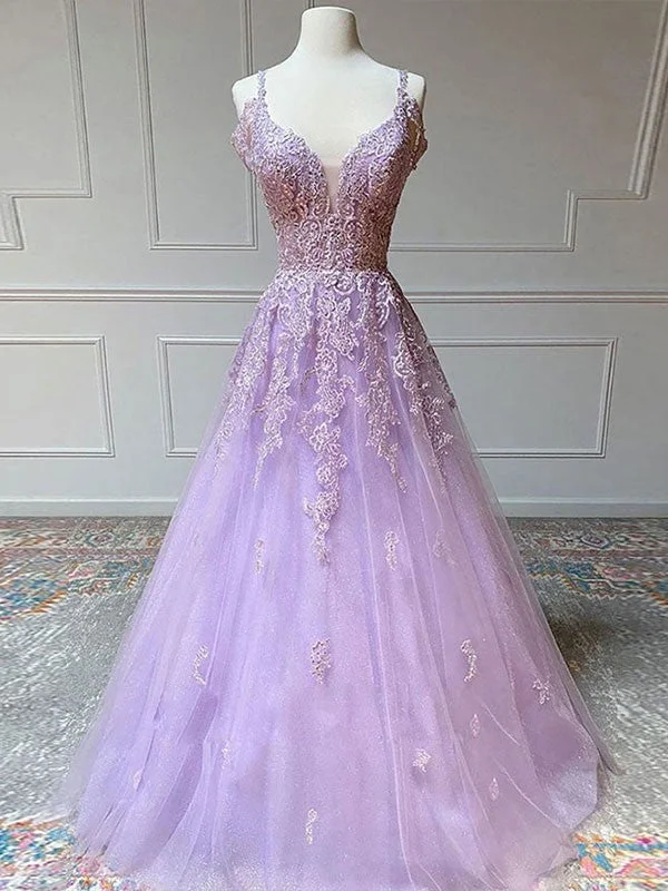 Price Rollback A-Line/Princess Tulle Applique V-neck Sleeveless Sweep/Brush Train Dresses Price Rollback A-Line/Princess Tulle Applique V-neck Sleeveless Sweep/Brush Train Dresses