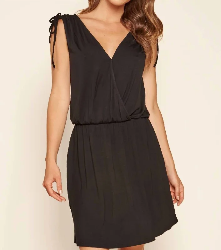 Limited Time Sedona Surplice Mini Dress In Black