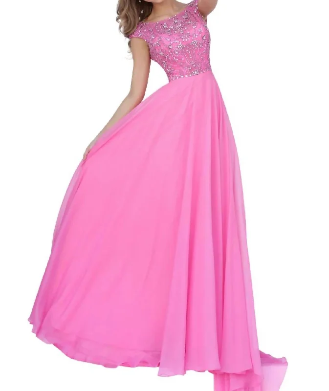 Exclusive Online Offer Beaded Chiffon Prom Dress In Pink