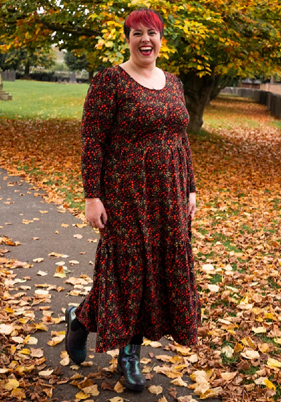 Special Promotion Clemency Orange Ditsy Floral Print Cotton Tiered Hem Midaxi Dress