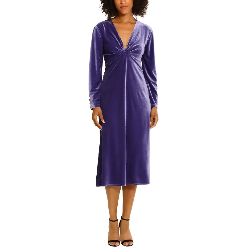 Anniversary Sale Womens Velvet Midi Cocktail and Party Dress