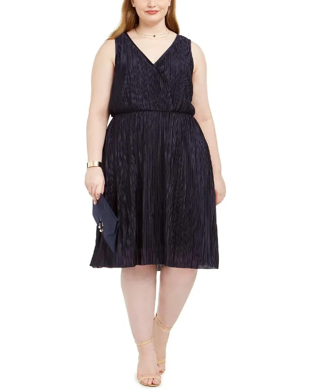 Savings Bonanza Love Squared Women's Trendy Plus Size Pleated Surplice Dress Navy Size 3X | Blue Savings Bonanza Love Squared Women's Trendy Plus Size Pleated Surplice Dress Navy Size 3X | Blue