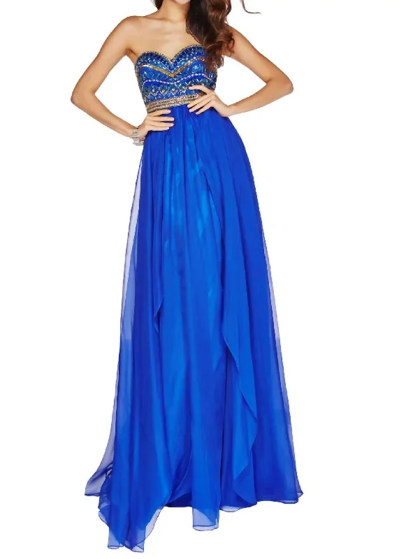 Steals and Deals Jeweled Prom Dress In Royal Blue