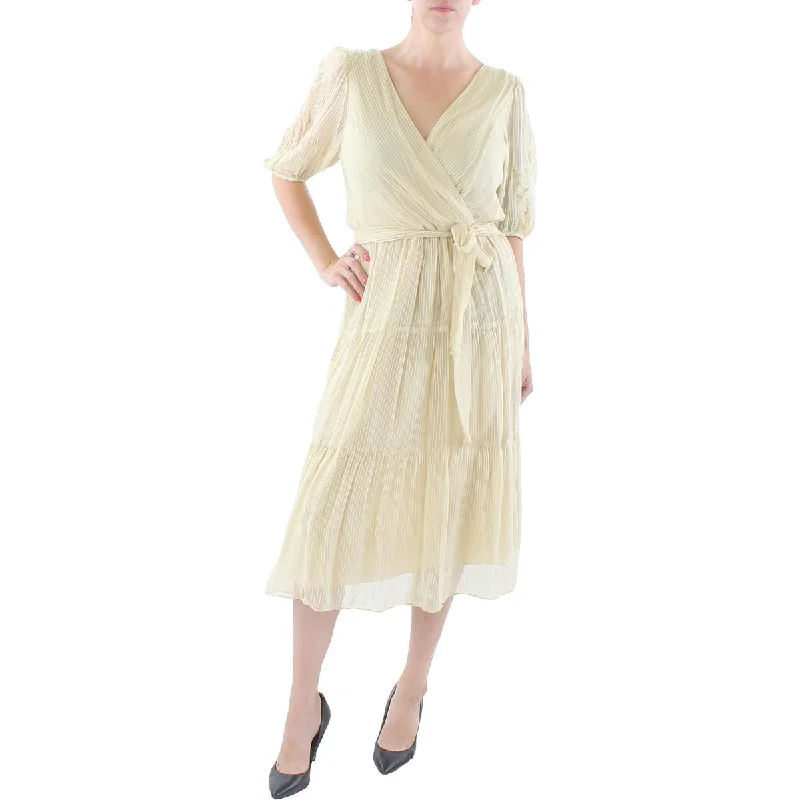 Deal Mania Dobby Womens Striped Midi Midi Dress