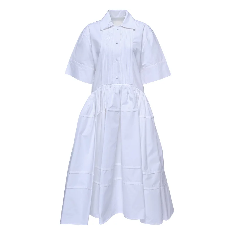 Year-End Sale Voluminous Gathered Shirt Dress