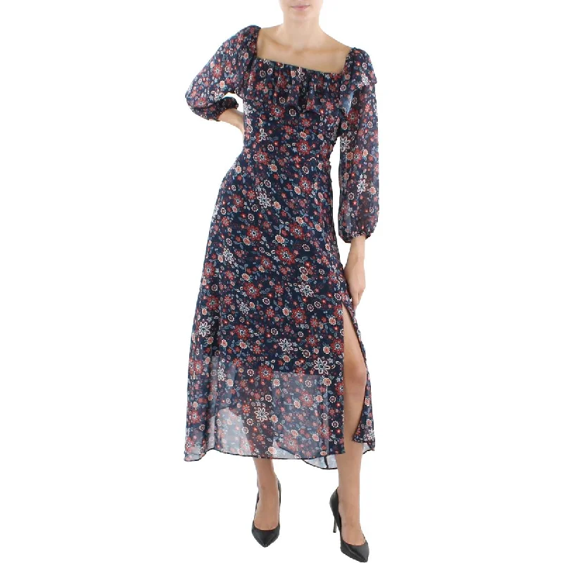 Savings Bonanza Womens Off-The-Shoulder Calf Midi Dress