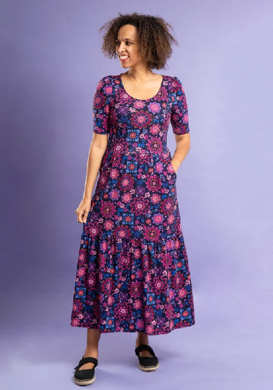 Savings Alert Nadia Watercolour Tile Print Cotton Midaxi Dress