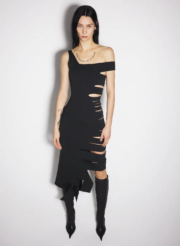 Online Only black bandage knit dress
