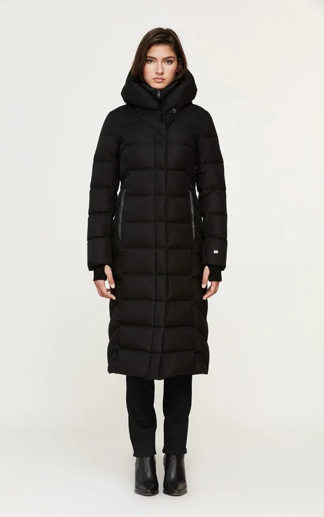 Warehouse Sale SOIA & KYO WOMENS TALYSE MAXI-LENGTH BRUSHED DOWN COAT BLACK