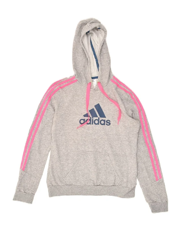 Bargain Prices ADIDAS Womens Graphic Hoodie Jumper UK 8/10 Small Grey Cotton
