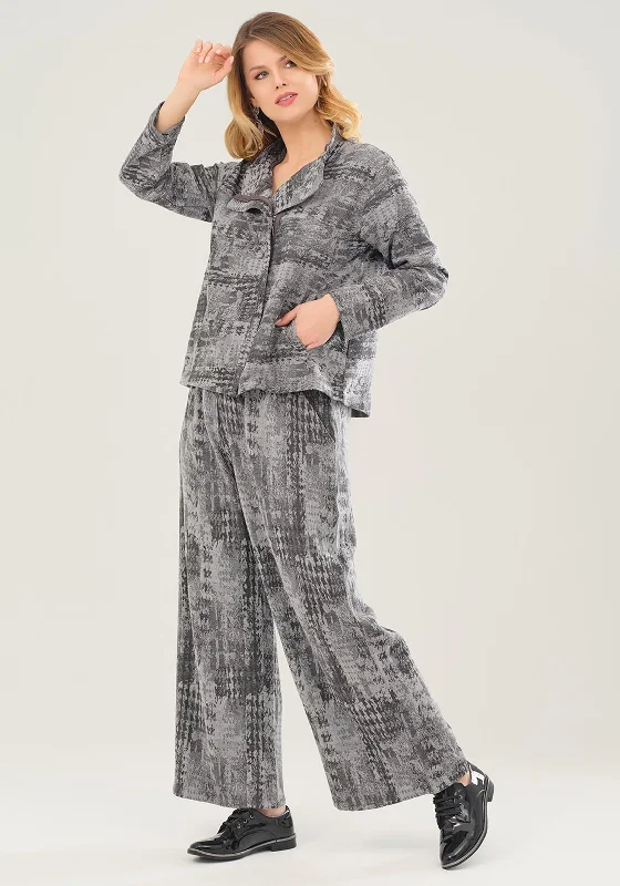 Can't Be Beat Ever Sassy Blurred Houndstooth Short Jacket, Grey