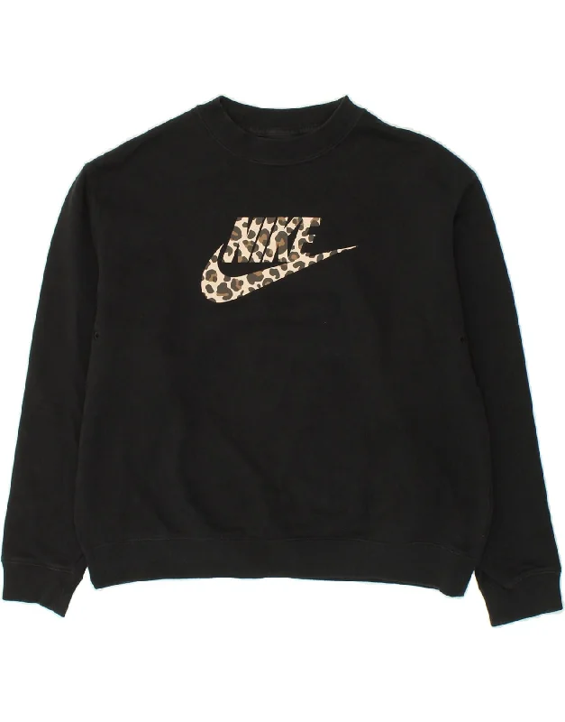 Lowest Price NIKE Womens Graphic Sweatshirt Jumper UK 10 Small Black Cotton