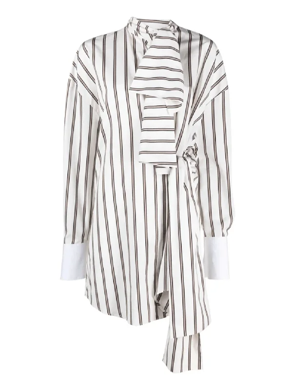 Deal of the Day Knotted Details Stripe Shirt Dress