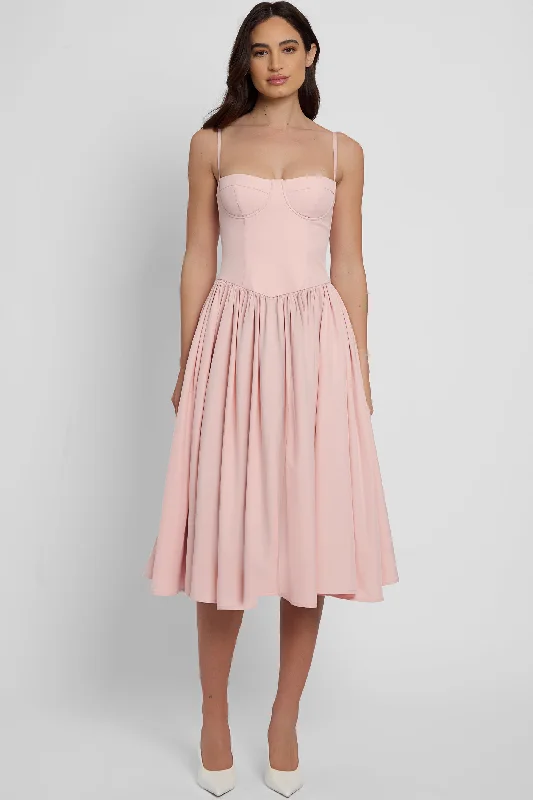 Can't Miss Ballerina Bustier Midi Dress - Pink