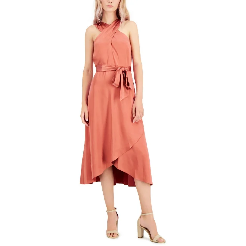 Daily Deals Womens Satin Criss-Cross Evening Dress
