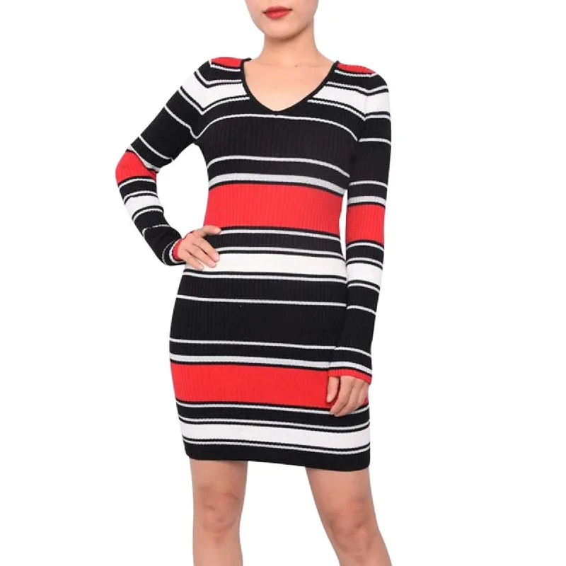 Sneak Peek Sale Juniors Womens Striped Mini Sweaterdress