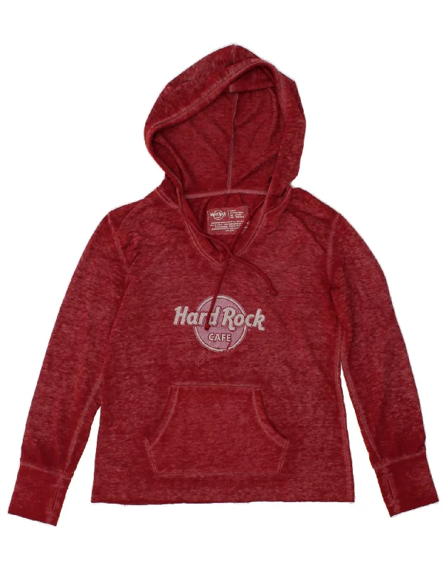 Price Slash HARD ROCK CAFE Womens Barcelona Graphic Hoodie Jumper UK 10 Small Red