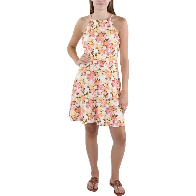 Season Finale Sale Womens Floral Print Casual Mini Dress