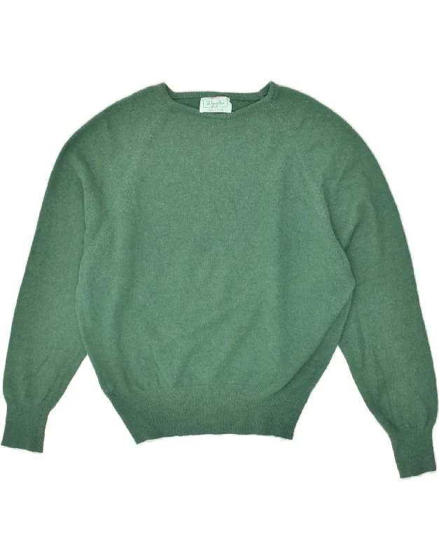 Discount Extravaganza BENETTON Womens Boat Neck Jumper Sweater IT 52 2XL Green Wool