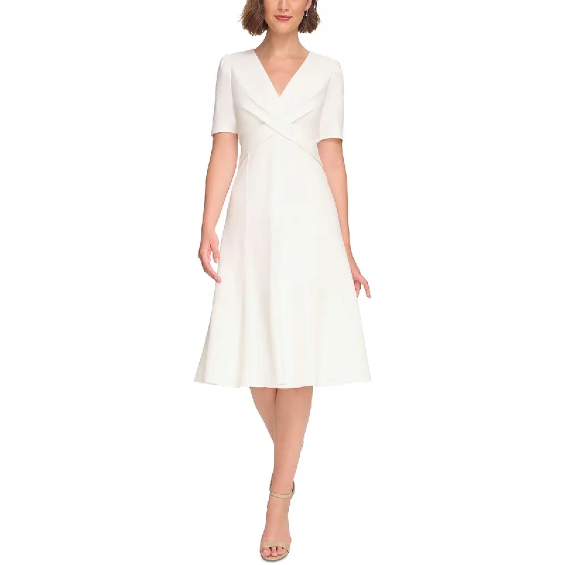 Discount Extravaganza Womens Crisscross  V neck Knee Length Fit & Flare Dress