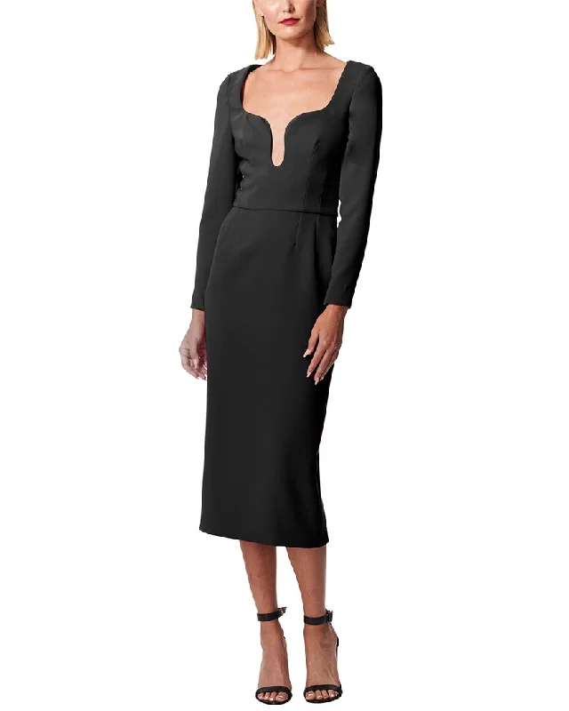 Reduced Prices Carolina Herrera 3/4-Sleeve U-Neck Midi Dress