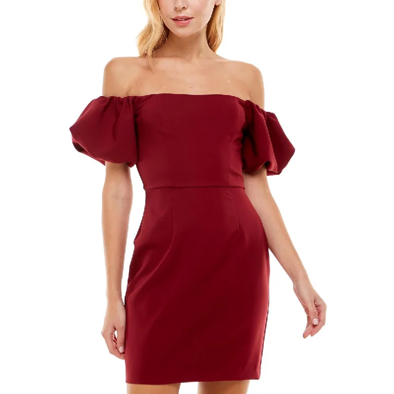 Seasonal Sale Juniors Womens Off-The-Shoulder Party Fit & Flare Dress