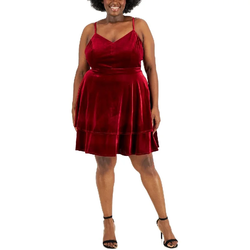 Value Deals Plus Womens Lace Back Velvet Cocktail and Party Dress
