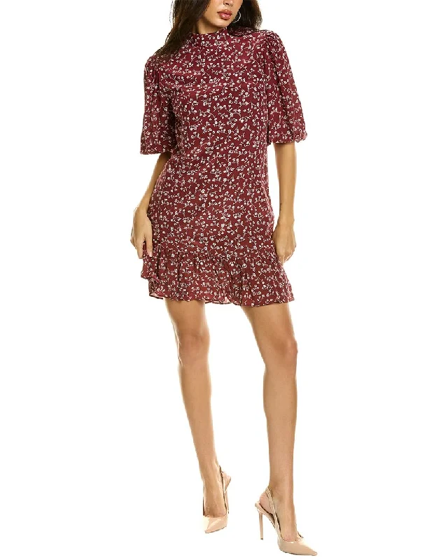 New Arrival The Kooples Puff Sleeve Silk-Blend Mini Dress