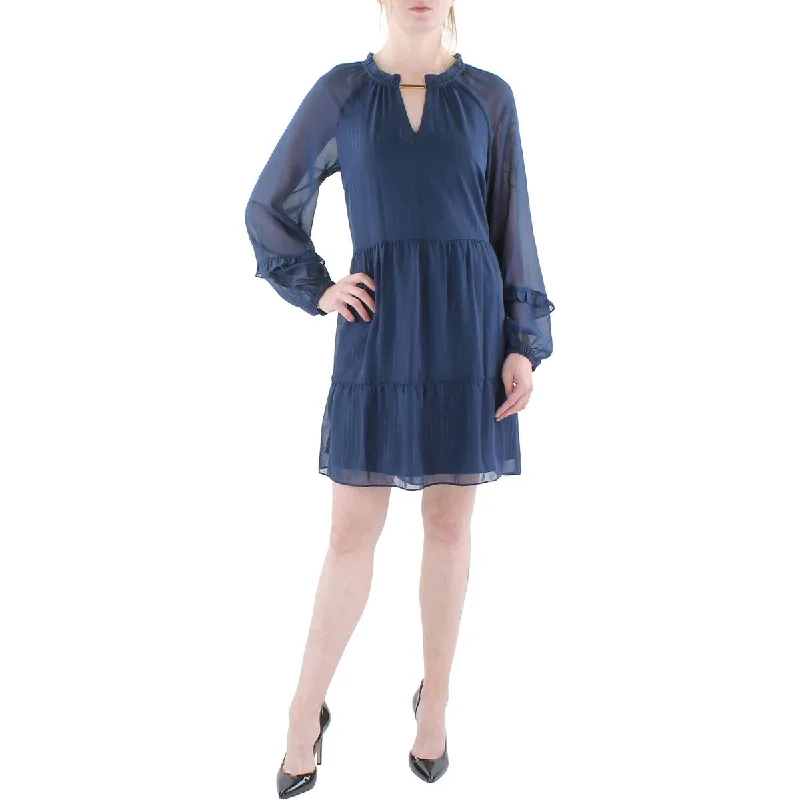 Savings Galore Womens Metallic Stripe Fit & Flare Dress