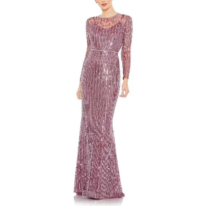 Deal Alert Womens Sequined Long Sleeves Evening Dress