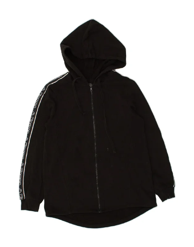 Price Smash KAPPA Womens Tezenis Graphic Zip Hoodie Sweater UK 10 Small Black Cotton
