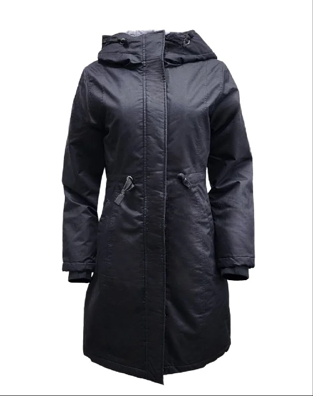 Price Rollback HoodLamb Women's Black Drawstring Natural Hemp Hooded Parka 420 NWT