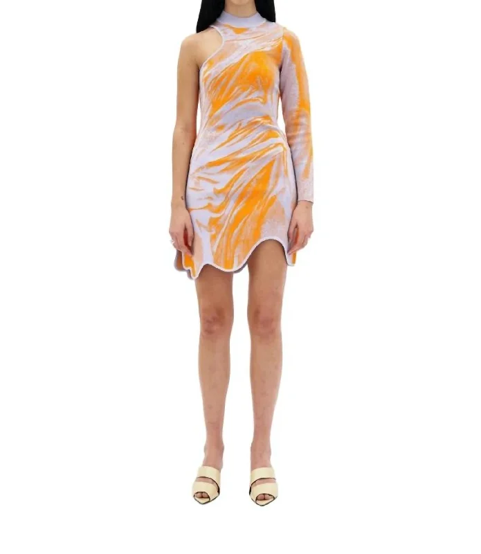 Discount Days Rex One Wavy Sleeve Dress In Citrus Purple Melt