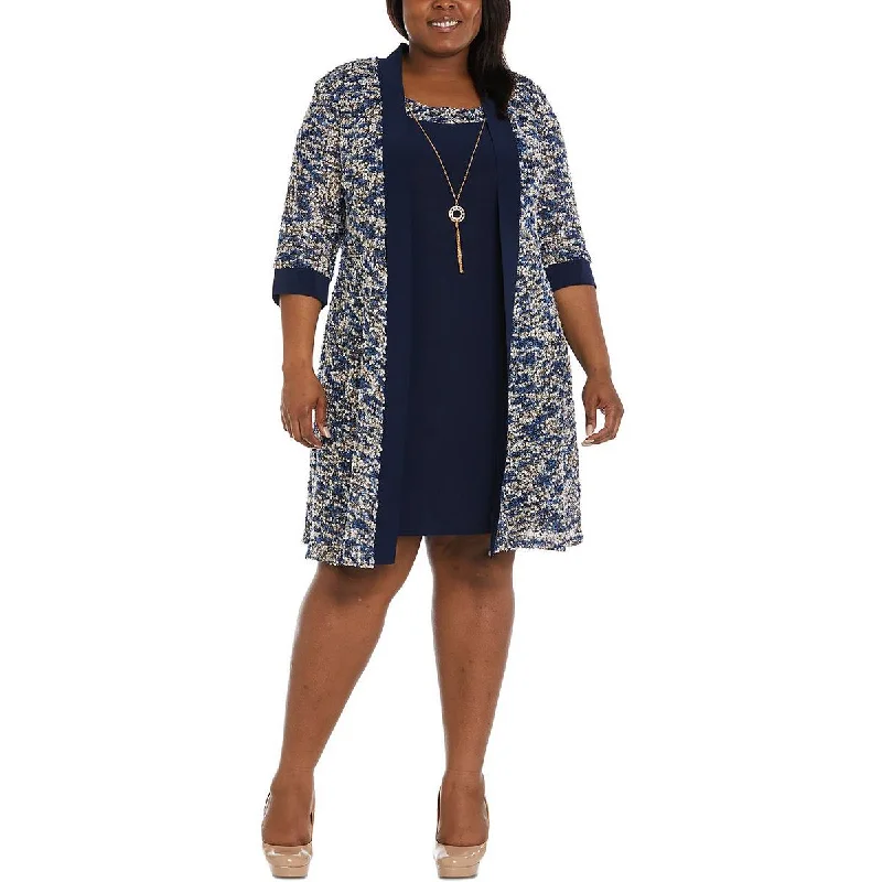 Unmissable Offer Plus Womens Metallic Midi Two Piece Dress
