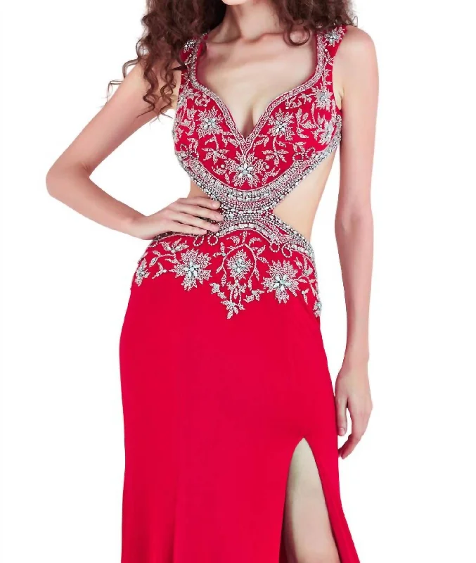Lowest Price Sparkling Prom Dress In Hot Red