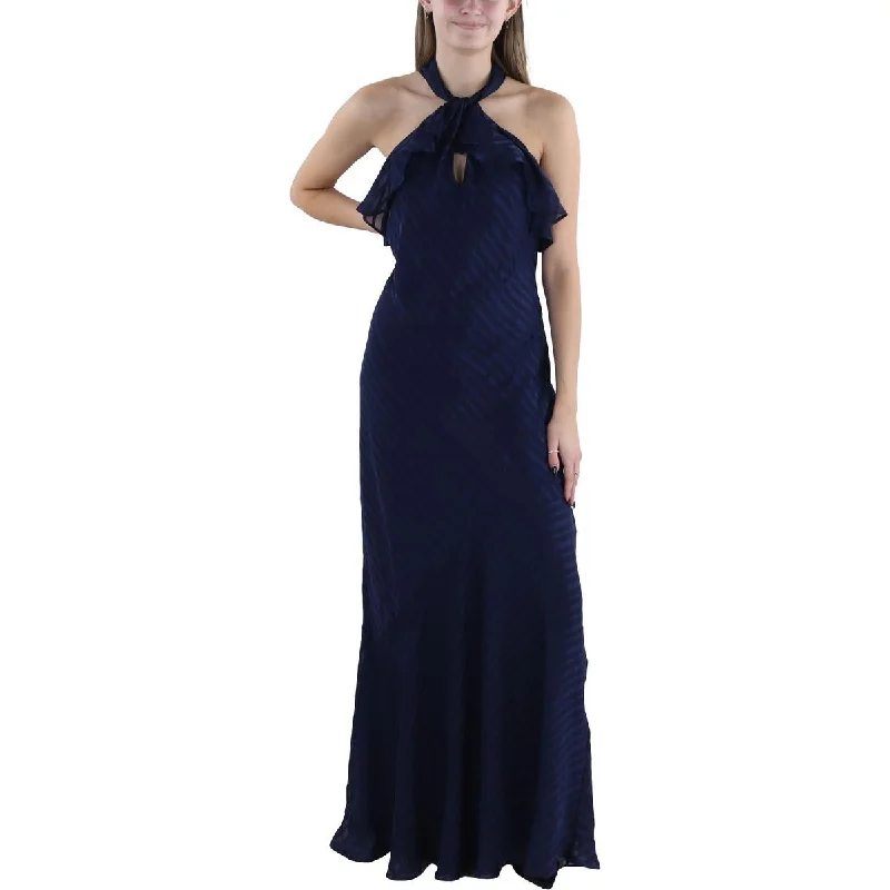 Can't Be Beat Womens Satin Striped Evening Dress