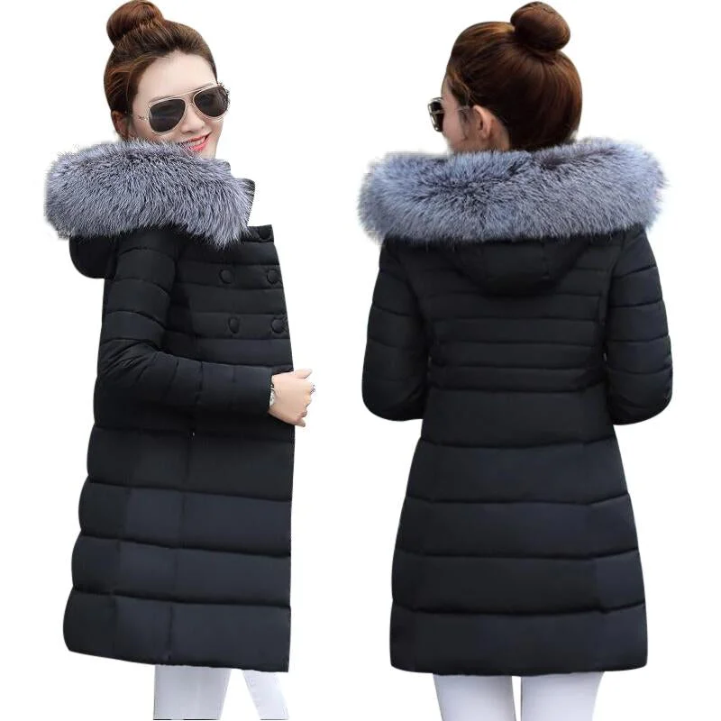 Exclusive Savings Wadded Jackets warm Outwear With  Fur Collar