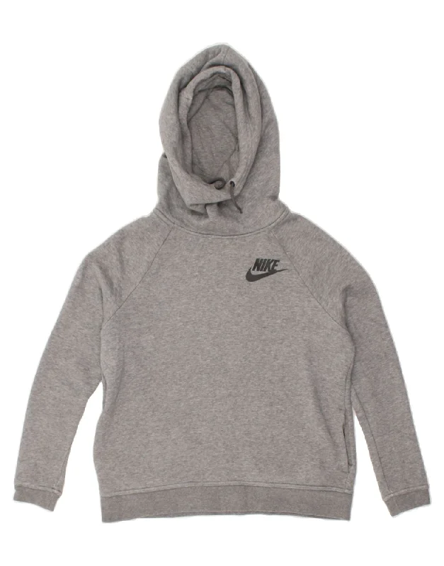 Inventory Reduction NIKE Womens Hoodie Jumper UK 10 Small Grey Cotton
