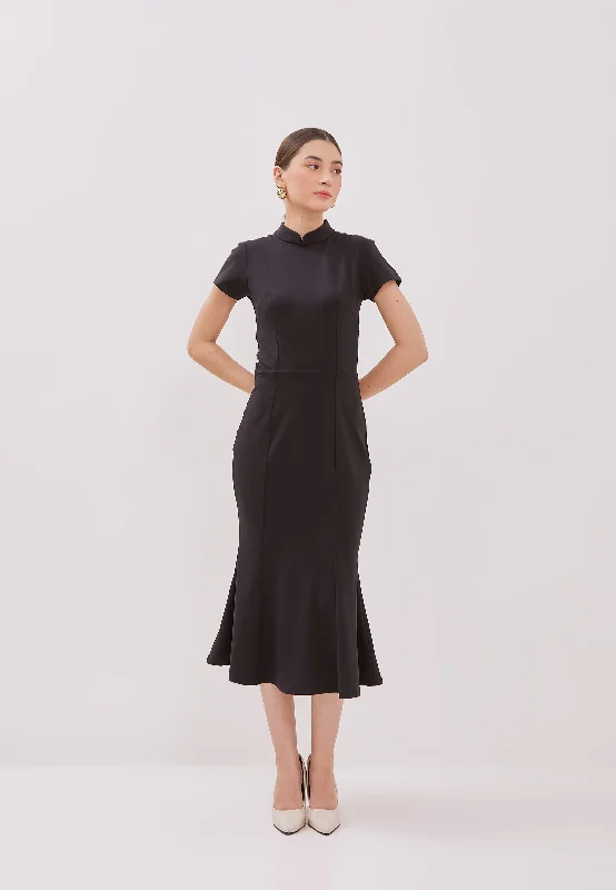Best Deals BLACK Mermaid Cheongsam Dress
