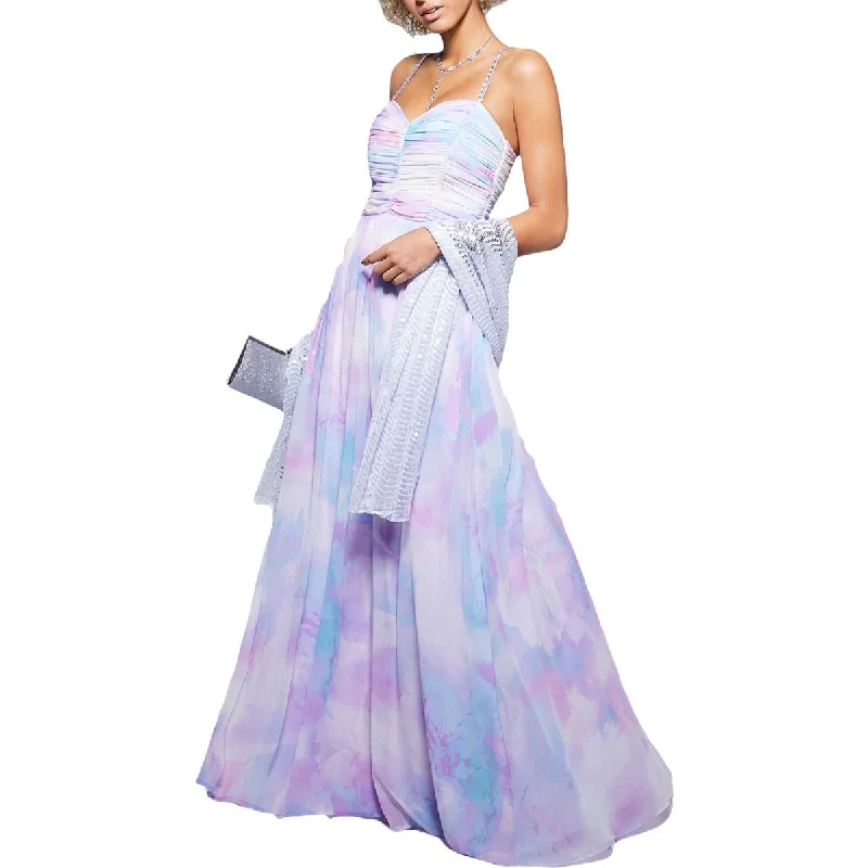 Midnight Madness Juniors Womens Embellished Maxi Evening Dress