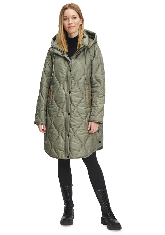 Shop and Save Betty Barclay Long Quilted Jacket, Khaki