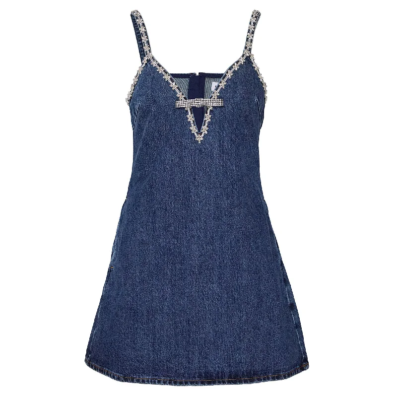 Overstock Denim Strappy Mini Dress