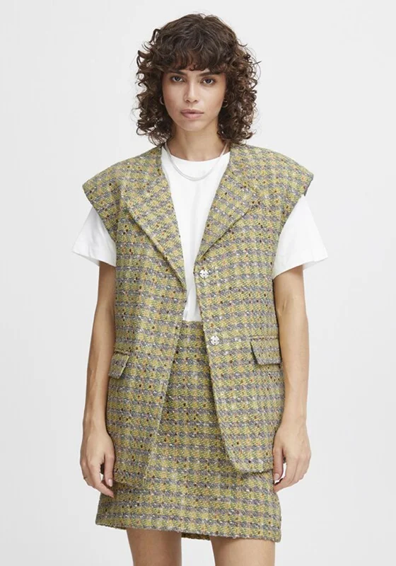 Bargain Prices Ichi Hanecta Tweed Waistcoat, Yellow