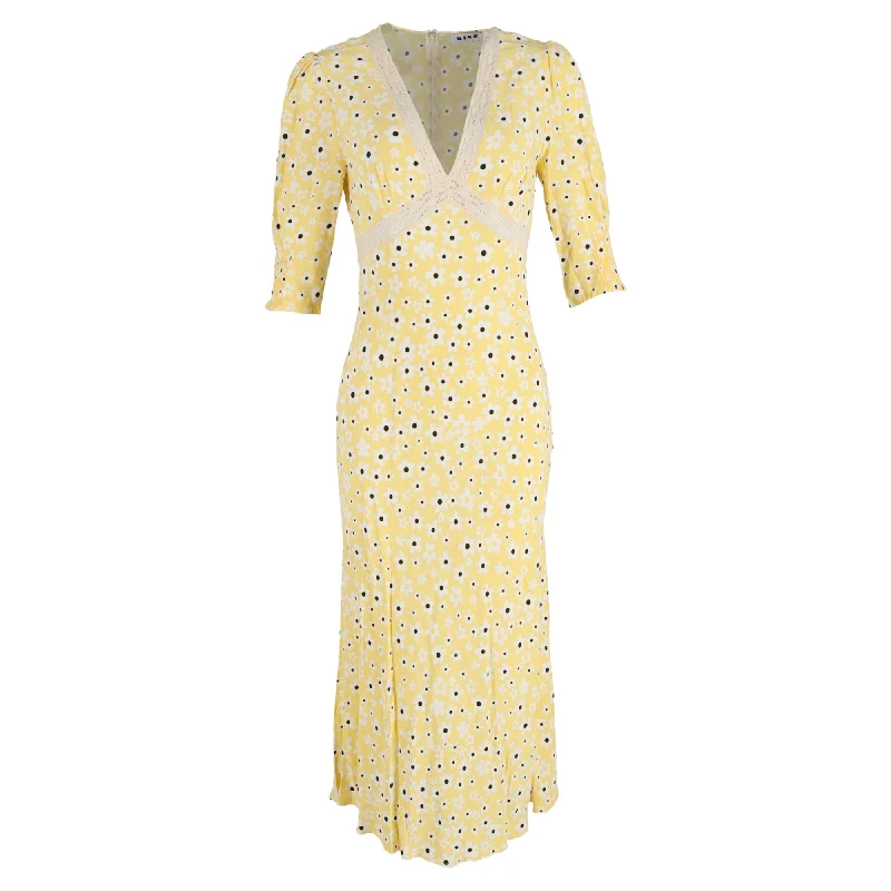 Incredible Offers Rixo London Gemma Maxi Dress in Yellow Viscose