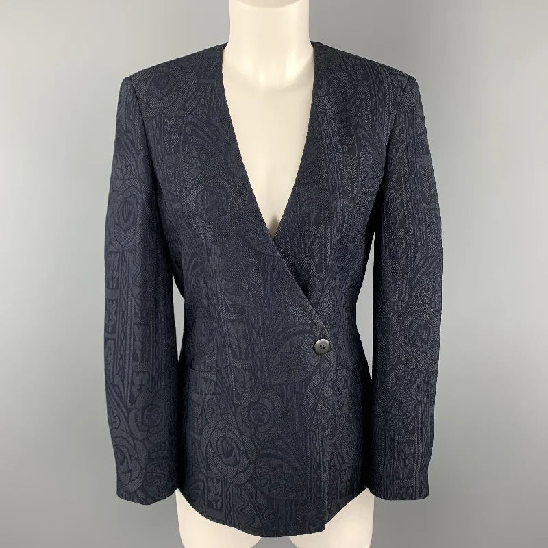 Take Advantage GIORGIO ARMANI Size 0 Navy Jacquard V Neck Jacket