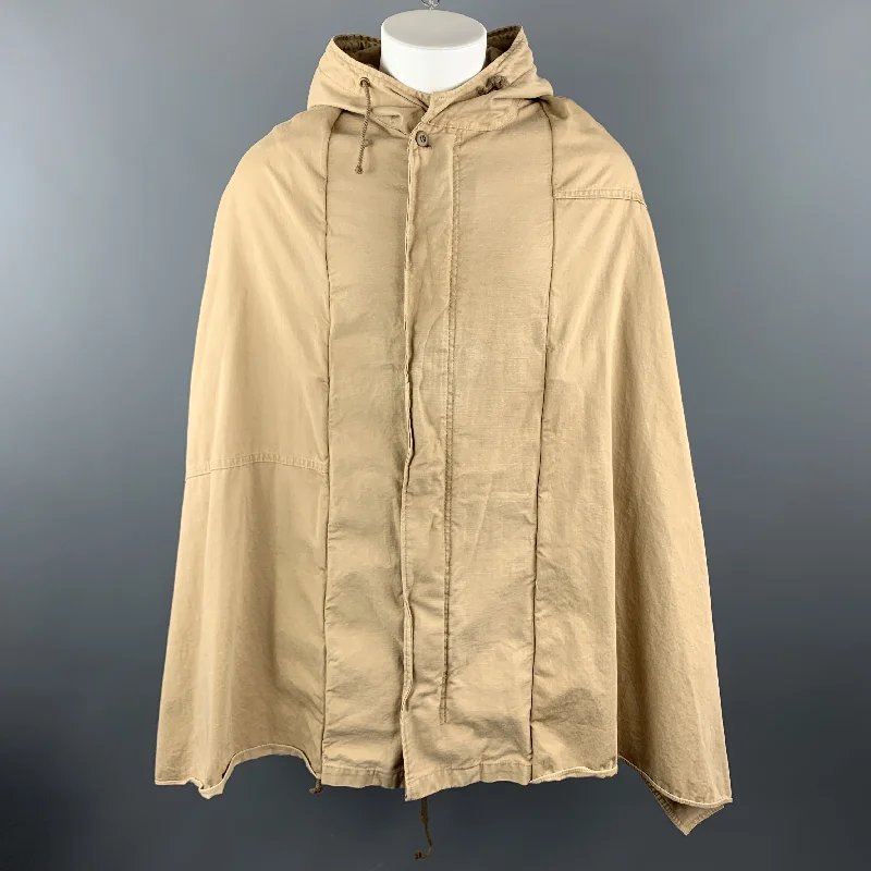Lowest Prices THE DRESS & CO. Size 42 Khaki Cotton Hooded Drawstring Cape Jacket