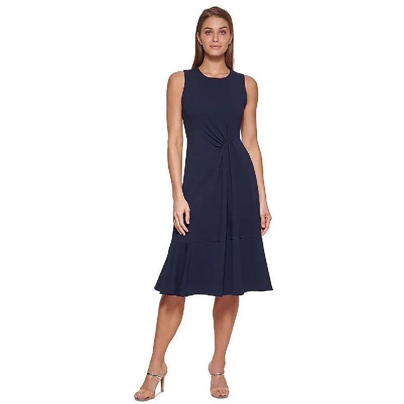 Referral Discount Womens Ruched Front Sleeveless Wear To Work Dress