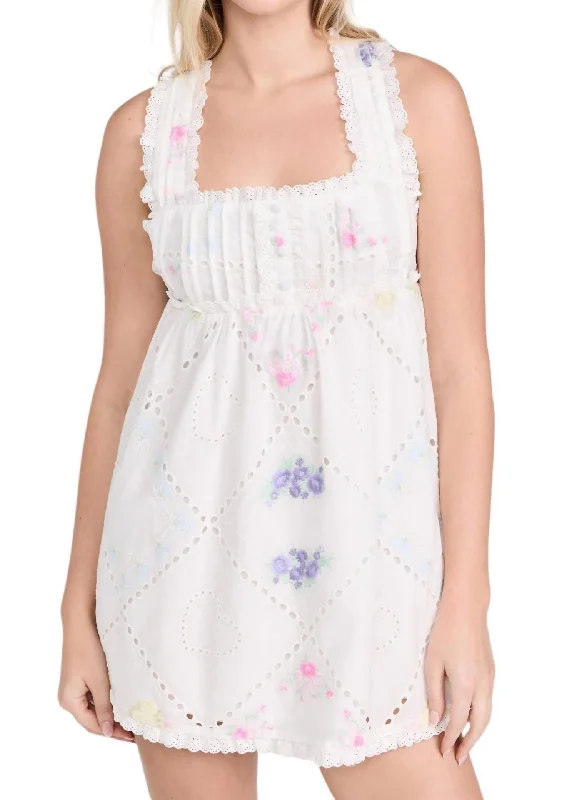 Now or Never Andrea Embroidered Mini Dress In White