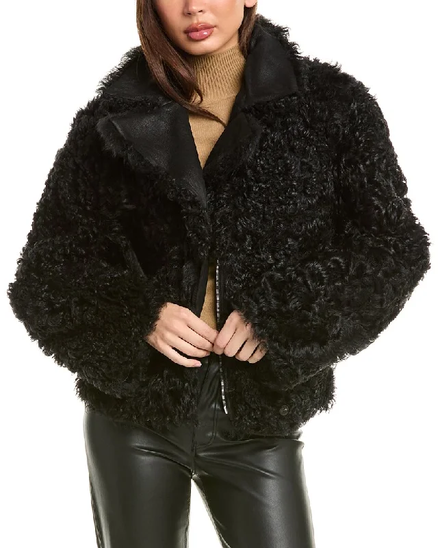 Price Drop Alert Alberta Ferretti Shearling Moto Jacket