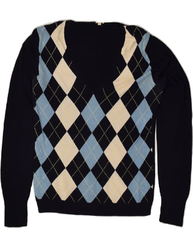 Grand Opening Sale J. CREW Womens V-Neck Jumper Sweater UK 10 Small Navy Blue Argyle/Diamond Grand Opening Sale J. CREW Womens V-Neck Jumper Sweater UK 10 Small Navy Blue Argyle/Diamond